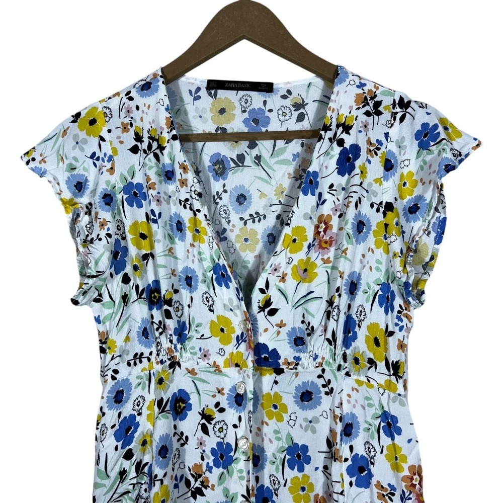 Zara Basic Floral Print Button Front Mini Dress W… - image 2